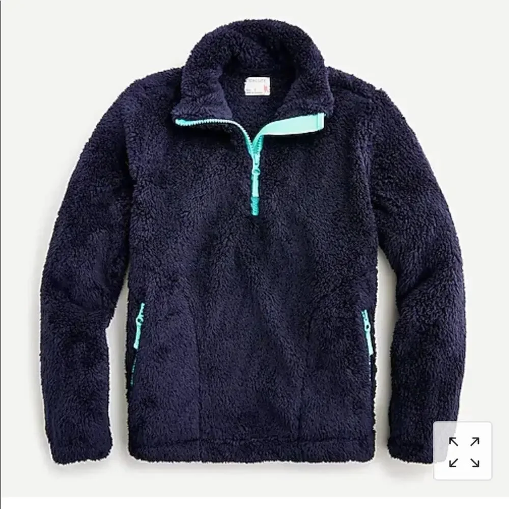 NWT J.Crew Size Medium Kids Navy Sherpa Pullover